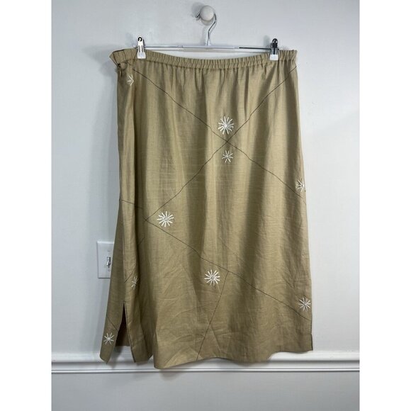 Annie Alexander Linen Skirt Jacket Top Khaki 22W Plus Cottagecore Vintage Retro - Picture 3 of 16